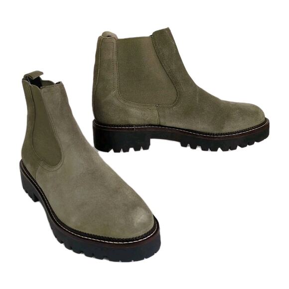 CASLON Miller Lea Chelsea Boot Water Resistant Green Suede Lug Soles Women's 9 - Picture 1 of 8